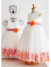 Ivory Satin Tulle Flower Girl Dress With Flower Petals Ivory Satin Tulle Flower Girl Dress With Flower Petals